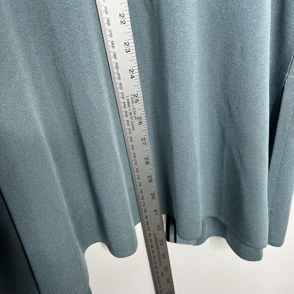 Misook Sweater Womens 1X Blue Open Front Cardigan Contrast Trim Long Sleeve - Picture 11 of 12